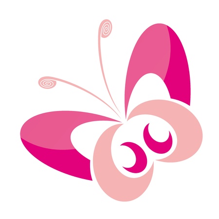 pretty pink butterfly on a white background with reflectionsのイラスト素材