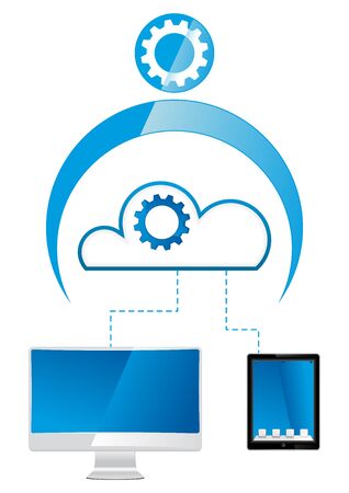 cloud man with virtual linksのイラスト素材
