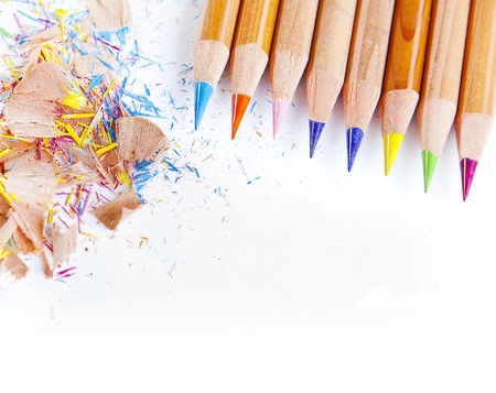 colored pencils on a withe backgroundの写真素材