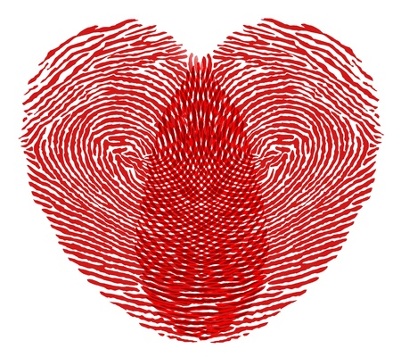 heart fingerprint on a white backgroundの写真素材