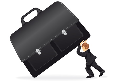 businessman support a suitcase のイラスト素材