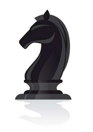 chess black knight isolated with shadowのイラスト素材