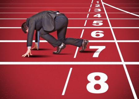 business man on track for challenge of the companyの写真素材