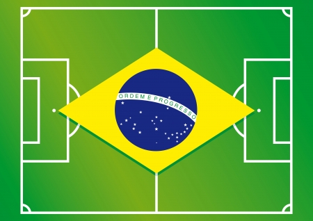 soccer field Brazil flag illustrationのイラスト素材