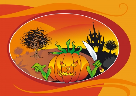 halloween card with bad lantern pumpkin のイラスト素材