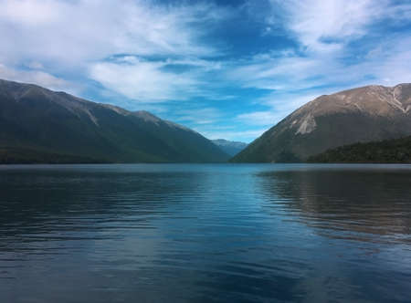 Lake view from with in the water New Zealandの写真素材