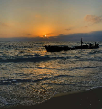 background beach sunset taken at summer eveningsの写真素材