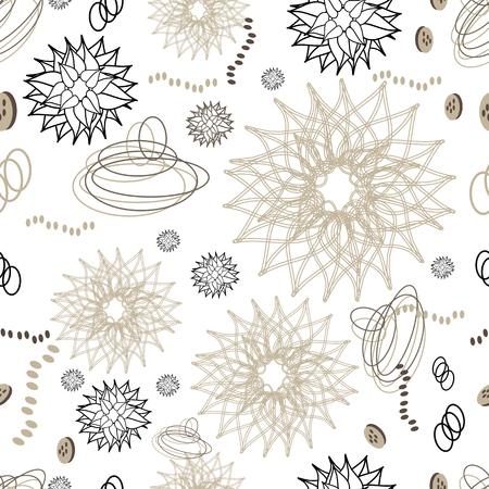 Abstract Filed-Geometric Modern Flowers Seamless Repeat Patternのイラスト素材