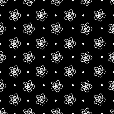 Plumeria Collection-Flowers in Bloom seamless repeat pattern Background in Black and Whiteの写真素材