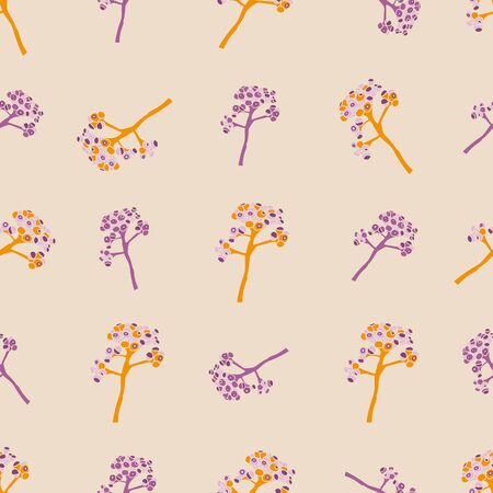Spring Buds-Flowers in Bloom seamless repeat pattern in pink and yellow on cream background. Fresh field flower buds pattern background. Perfect for fabric, scrapbook, wallpaper.のイラスト素材