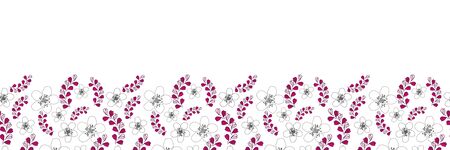Flowers border-Love in Parise seamless Repeat Pattern Abstract pattern illustration border of modern lavender shapes and Flowers in maroon and gray. Perfect for Fabric, Scrapbook, wallpaper.のイラスト素材