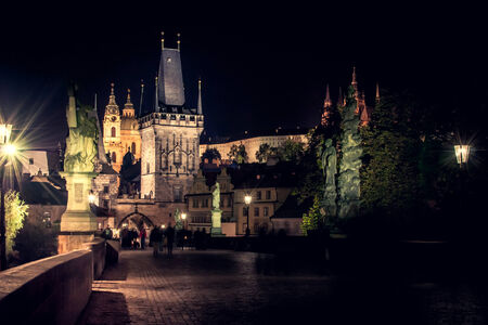 Charles Bridge at night (Prague, Czech Republic)のeditorial素材