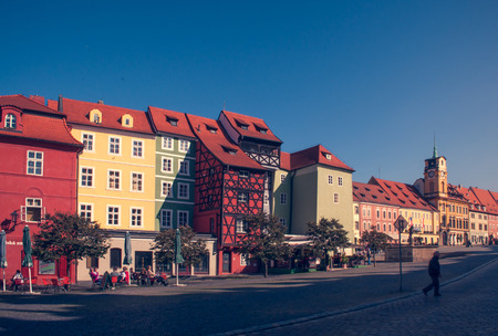The central square with town clock in Cheb (Czech Republic)のeditorial素材