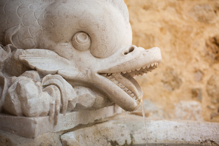 Portugal. It is located in South-Western Europe, on the Iberian Peninsula. Fragment of a monument in castle (Lisbon)の写真素材