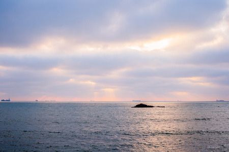 Evening on the beach in Porto, Portugalの写真素材