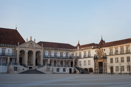 The main square of the historic block of the University of Coimbraのeditorial素材
