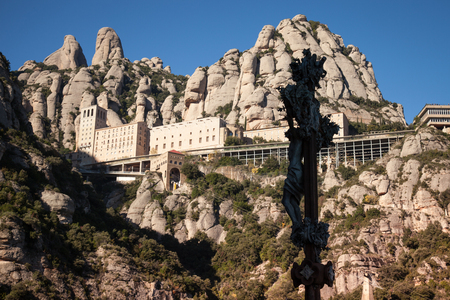 Santa Maria de Montserrat is a Benedictine abbey located on the mountain of Montserrat, in Catalonia, Spainのeditorial素材