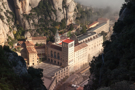 Santa Maria de Montserrat is a Benedictine abbey located on the mountain of Montserrat, in Catalonia, Spainのeditorial素材