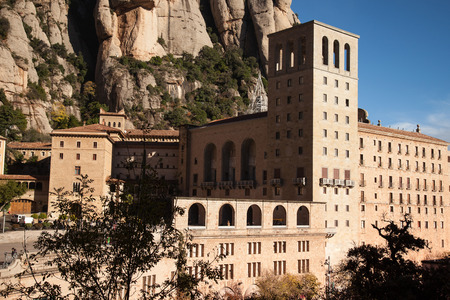 Santa Maria de Montserrat is a Benedictine abbey located on the mountain of Montserrat, in Catalonia, Spainのeditorial素材