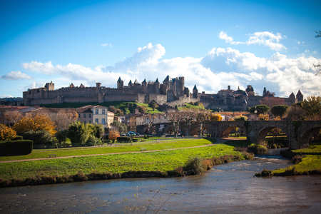 Fortified city of Carcassonne is a medieval citadel located in the French city of Carcassonneのeditorial素材