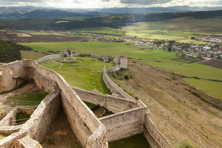 The ruins of Spis Castle in eastern Slovakia form one of the largest castle sites in Central Europe.のeditorial素材