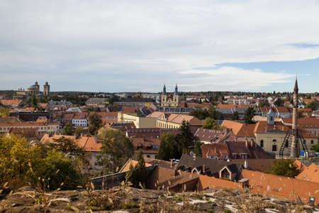 Eger is best known for its castle, thermal baths, baroque buildings, the northernmost Ottoman minaret, dishes and red winesの写真素材