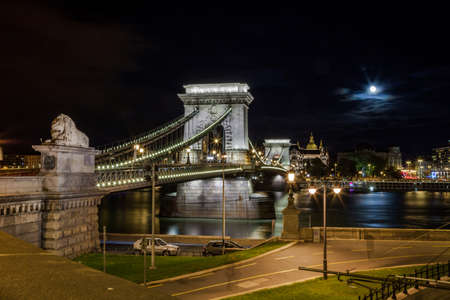 Chain Bridge is bridge that spans the River Danube between Buda and Pestの写真素材