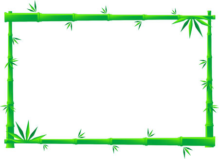 illustration of green bamboo canes and leaves, isolatedのイラスト素材