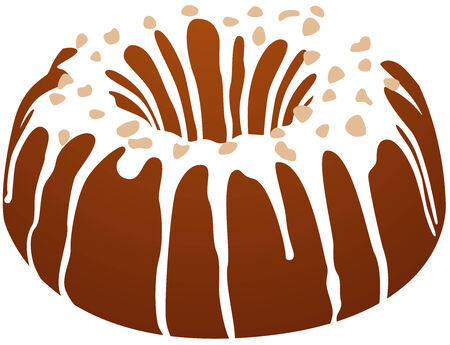 Sweet iced cake with nut, Isolated. Vector illustrationのイラスト素材