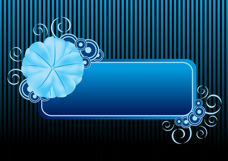 Decorative background with banner or label illustration with blue flowerのイラスト素材