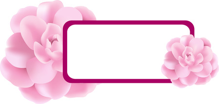 Decorative banner or label illustration with pink flowersのイラスト素材
