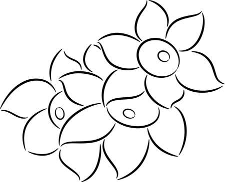 Beautiful illustration of a three flowers, isolatedのイラスト素材