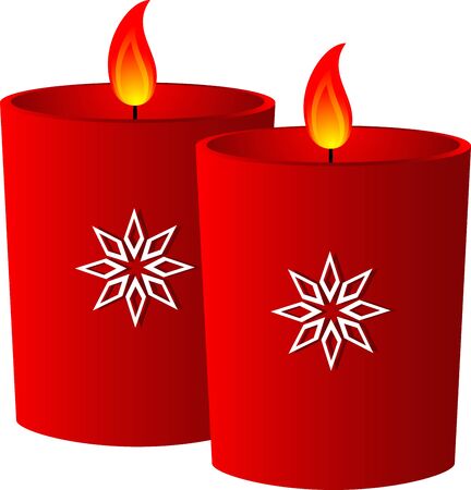 Christmas red candle with snowflake, isolated  Vector illustrationのイラスト素材