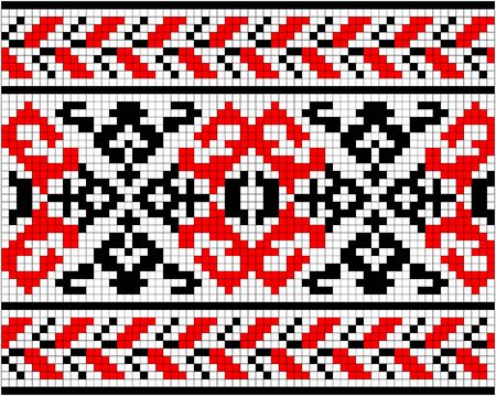 Illustration of Ukrainian embroidery ornaments with geometric motives