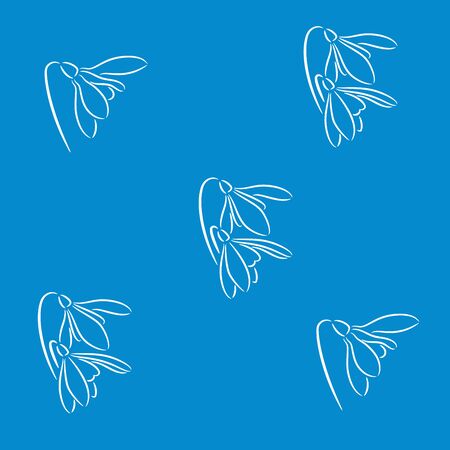 illustration with fresh snowdrop flowers on the blue backgroundのイラスト素材