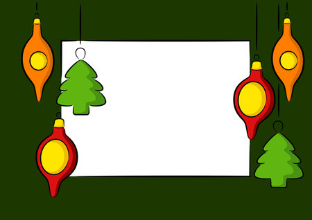 Green Christmas background with decorationsのイラスト素材