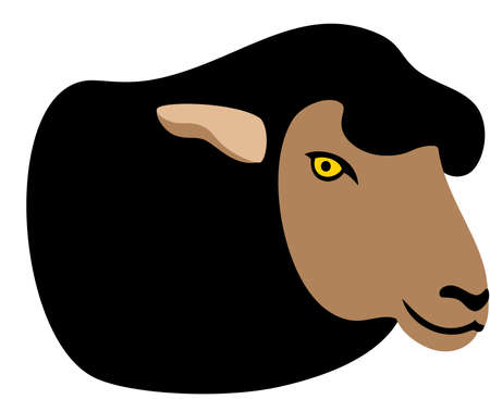 Cartoon black sheep, isolated. Domestic animalのイラスト素材