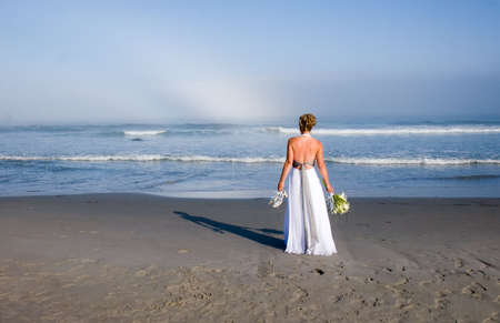 Bride at the Oceanの写真素材