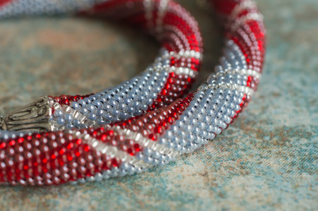 Necklace from small beads close upの写真素材