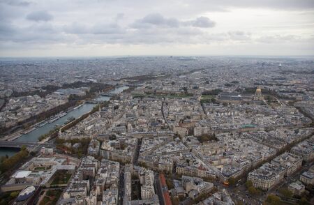 Paris, view of the city in the cloudy autumn eveningの写真素材