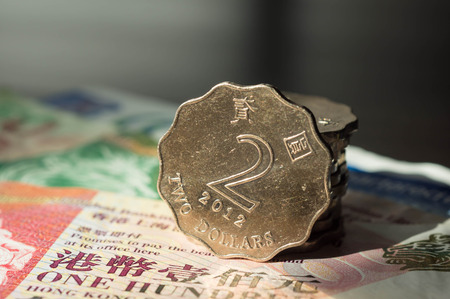 Coin in two Hong Kong dollars close upの写真素材