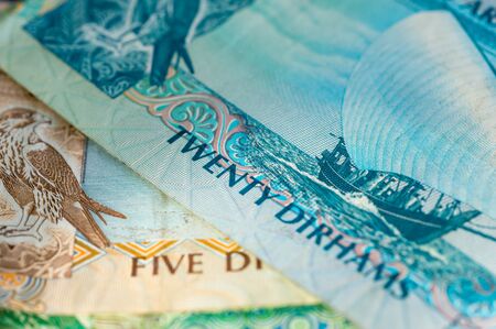 UAE Dirhams. Banknote background close upの写真素材