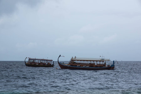 Indian Ocean and the boat in cloudy weather