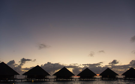 Evening sky over the tropical resortのeditorial素材