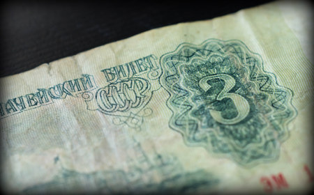 The old Soviet banknote three rubles close upの写真素材