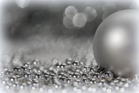 Christmas decorations on a silver background