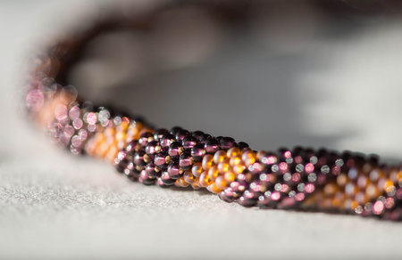 Fragment of crochet necklace from seed beadsの写真素材