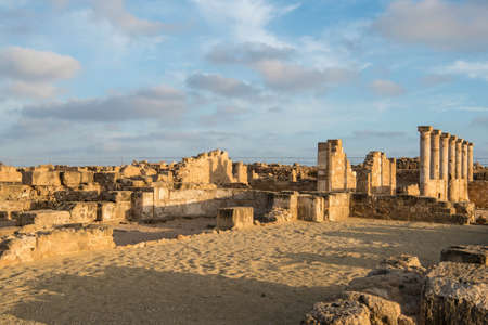 Paphos Archaeological park in the light of the evening sun, Cyprusの写真素材