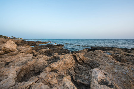 Mediterranean coast in the evening, Cyprusの写真素材