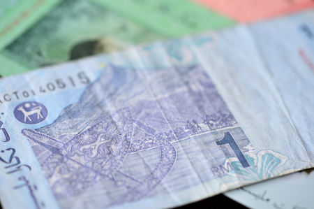 Banknote of one Malaysian ringgit close up